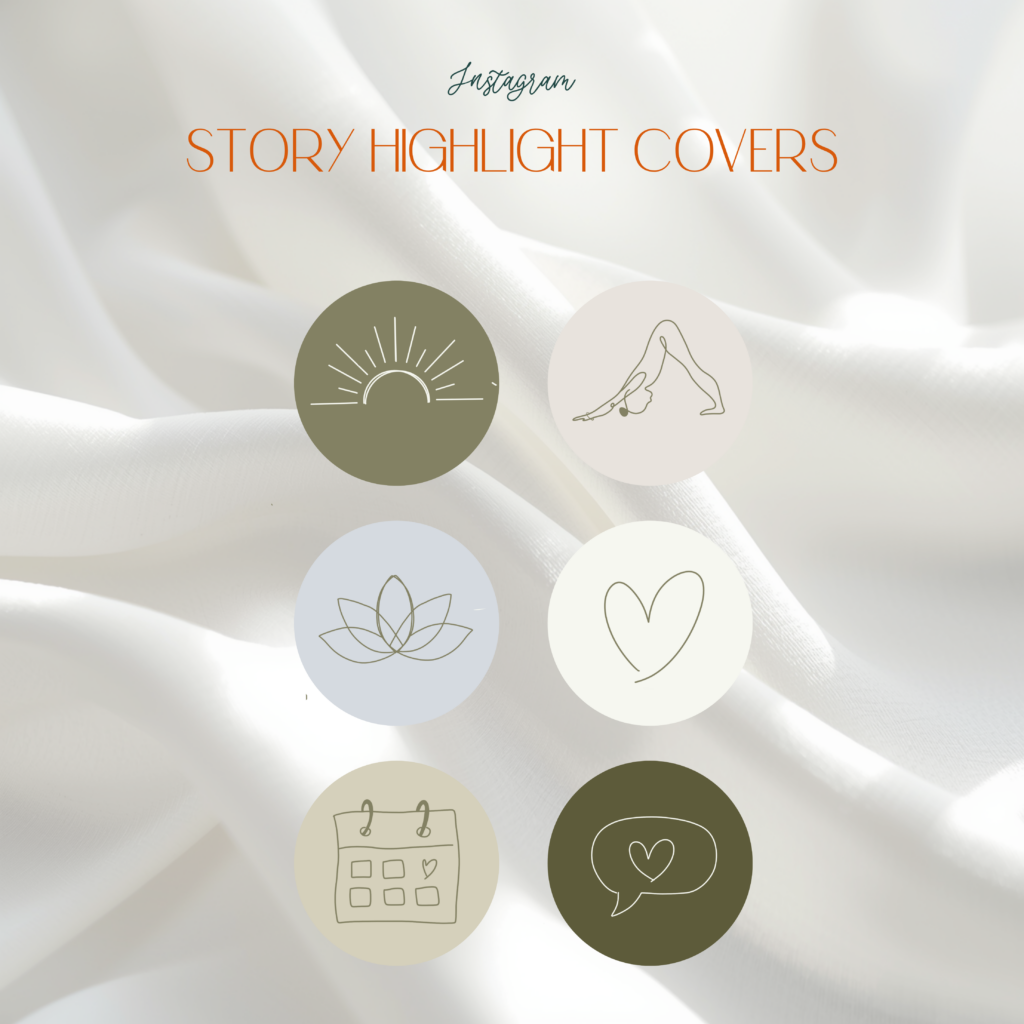 Minimalistische Instagram-Highlight-Cover für ein Yogastudio in neutralen Creme- und Beigetönen.