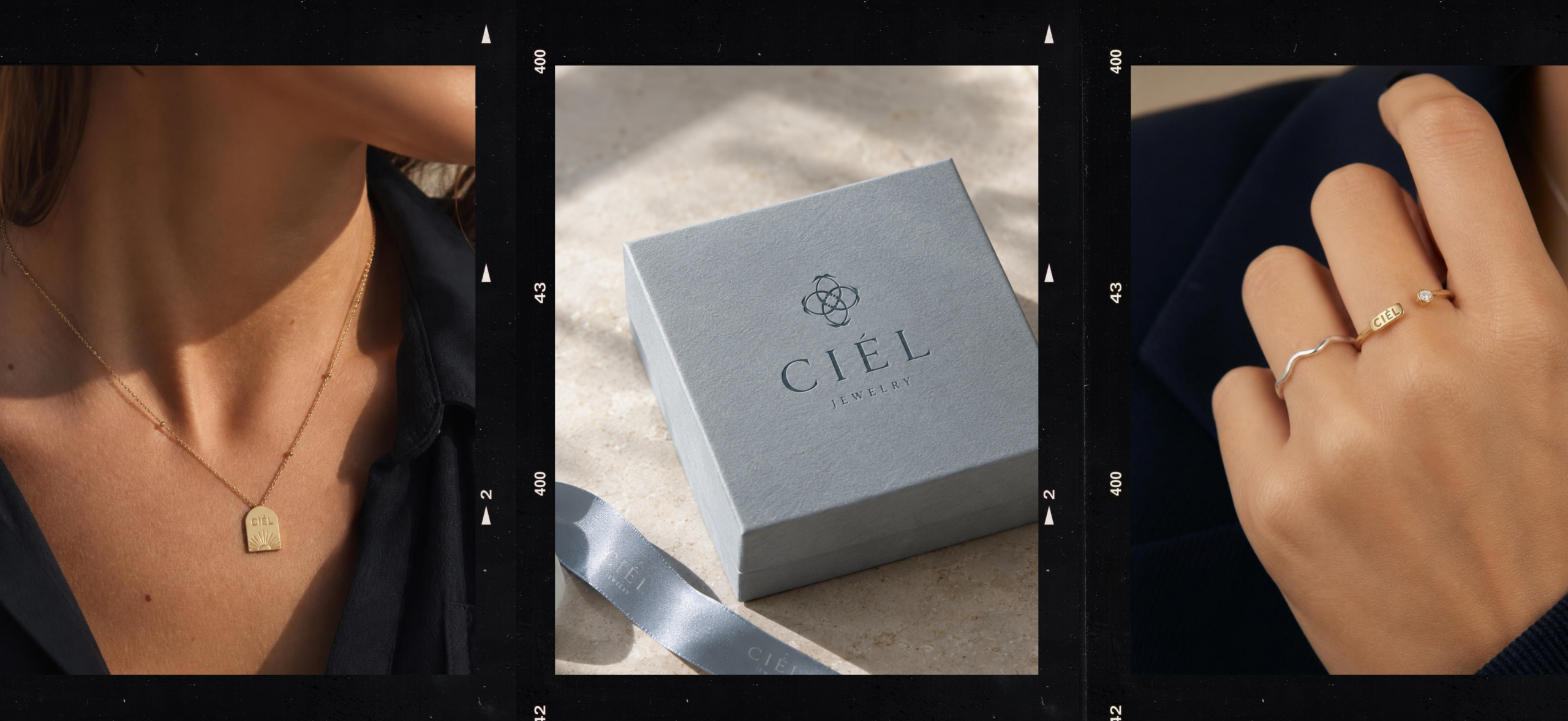 CIÉL Jewelry Branding mit Logo, Schmuck und Packaging